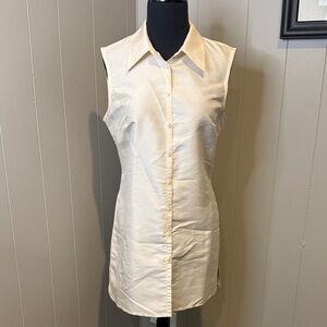 Hugo Buscati Women’s 6 Ivory Cream Sleeveless Button-Down Shirt